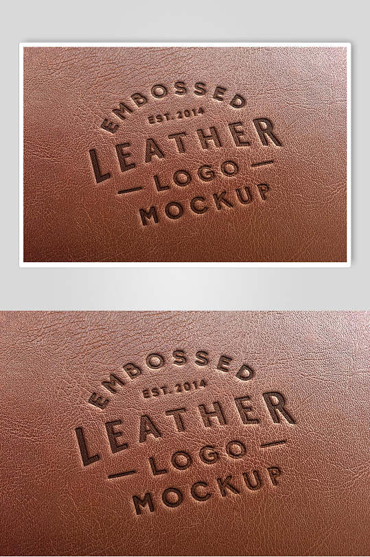 砖红色皮革材质logo样机