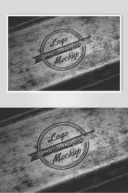 做旧木纹材质logo样机