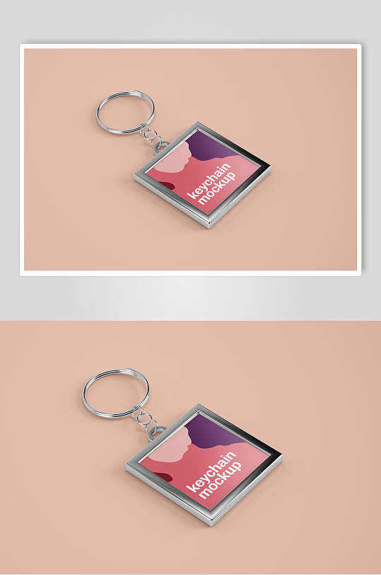 粉色钥匙扣贴图样机