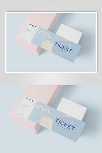 粉蓝色门票设计样机