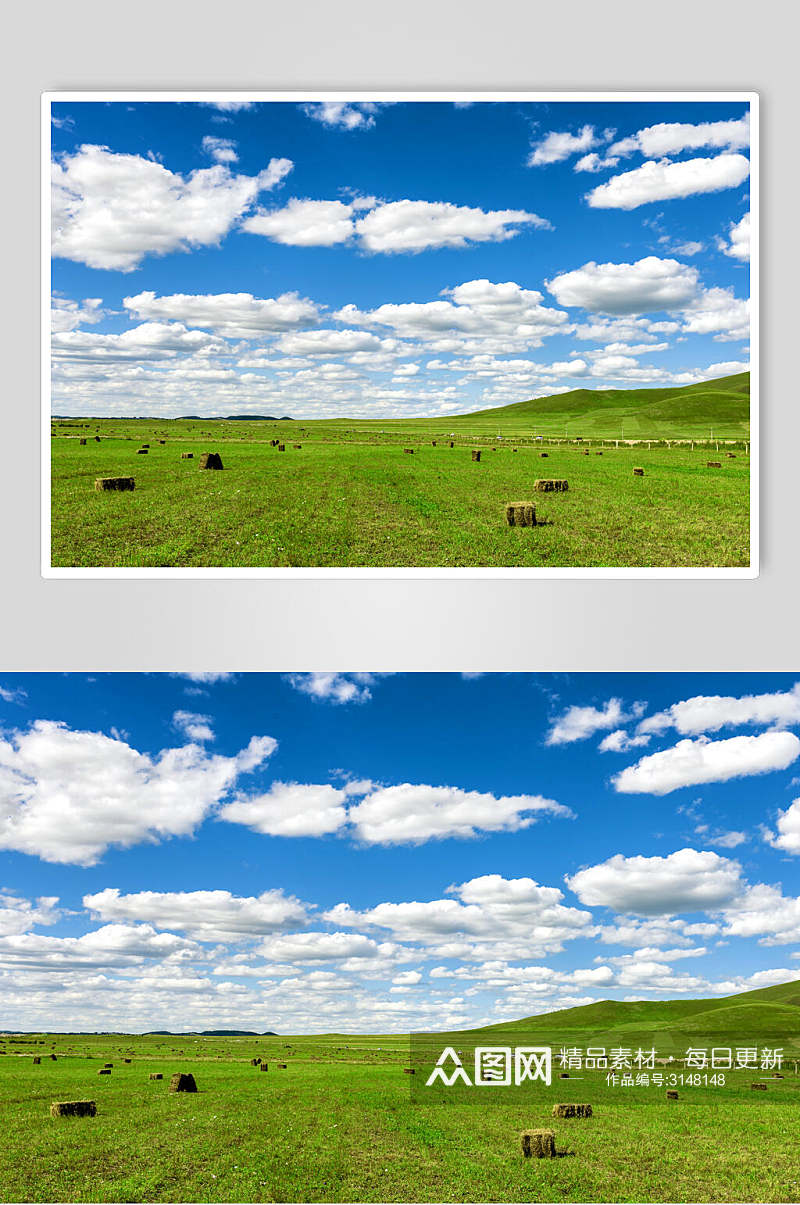蓝天白云草原乌兰布统风景图片素材