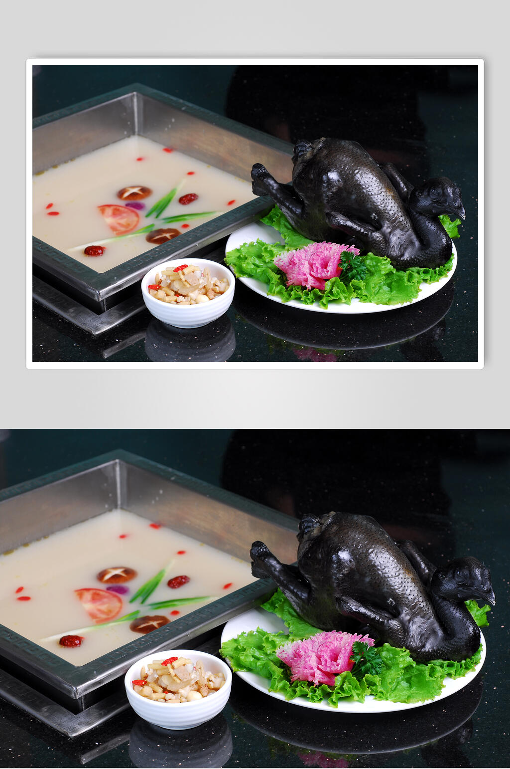 招牌美食锅底滋补乌鸡图片素材