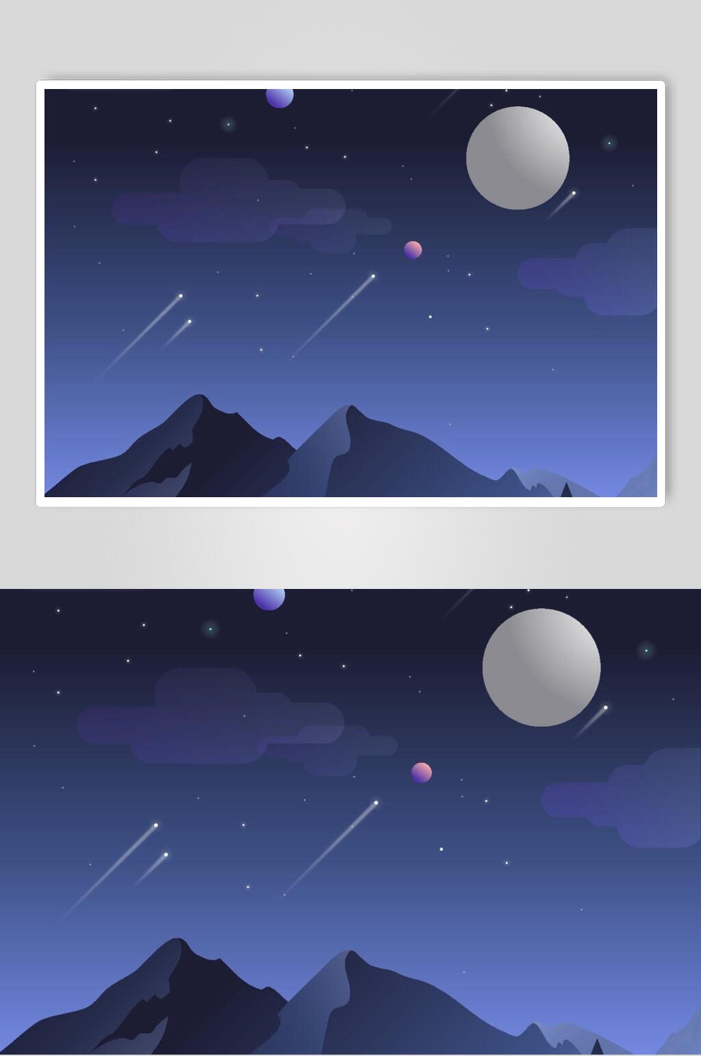 多彩科技星空卫星火箭探索插画矢量素材素材