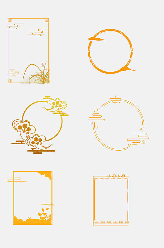 金色高端典雅古风边框免抠设计素材-众图网