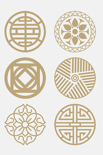 中式金色中国传统圆形月饼图案免抠元素