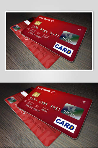 英文字母数字木板红信用卡贴图样机