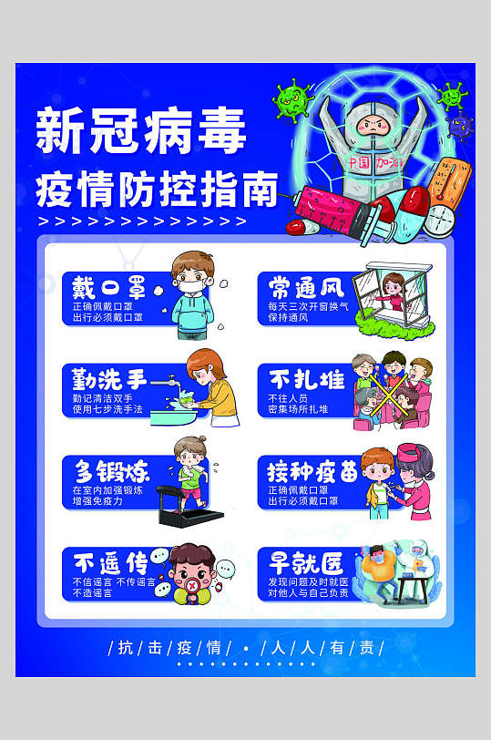 防控指南防疫温馨提示海报