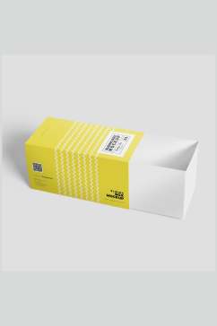 波浪英文字母立体方形黄包装盒样机