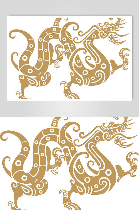 金粉描边龙凤纹样矢量素材