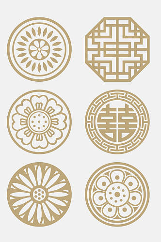中式中国传统圆形月饼图案免抠元素