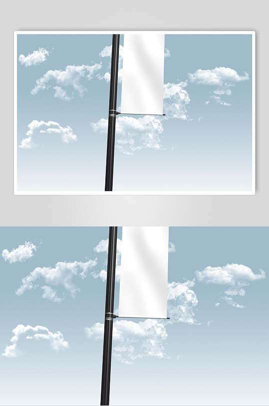 单面时尚贴图电线杆灯杆道旗样机