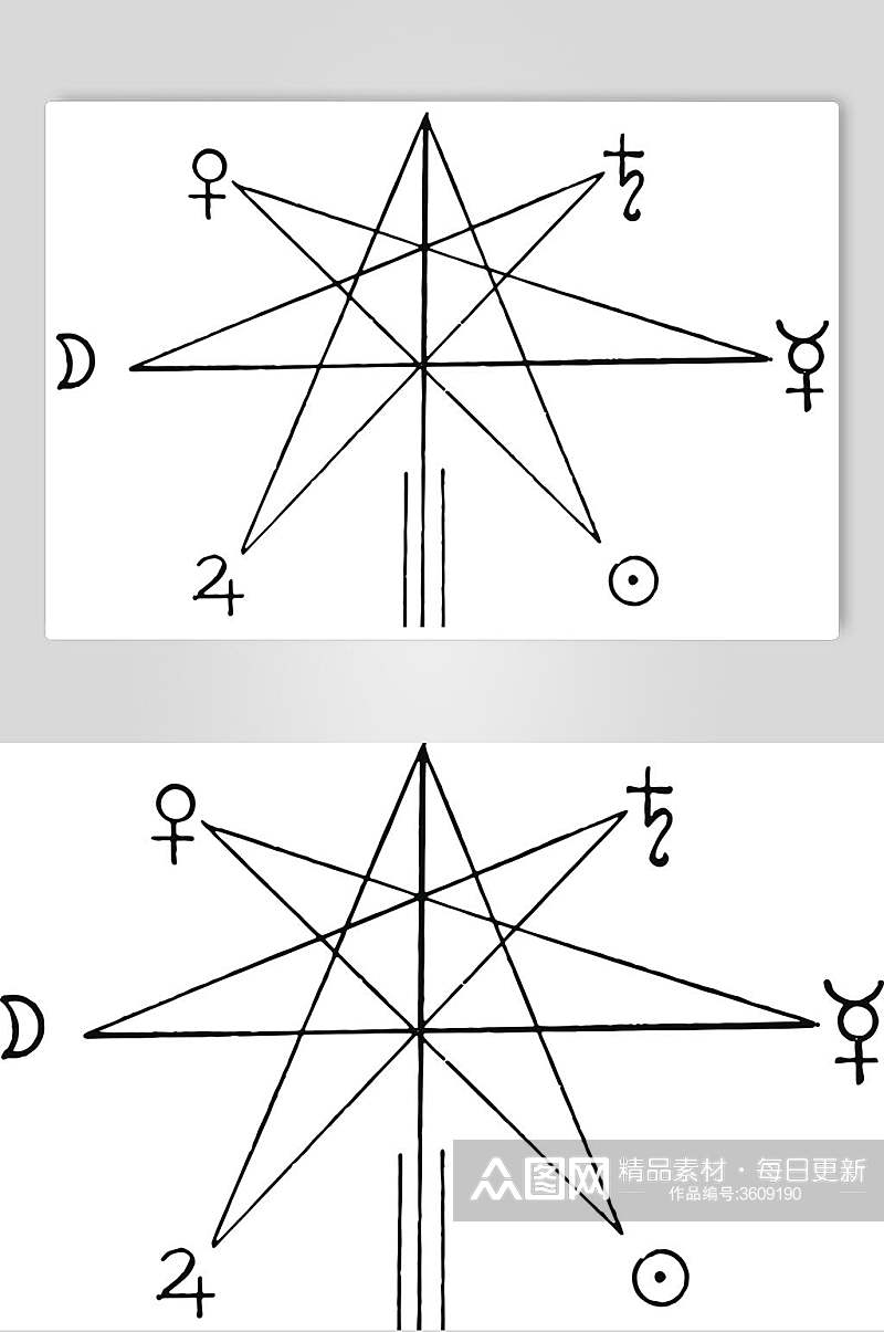 创意数字黑白线性矢量素材素材