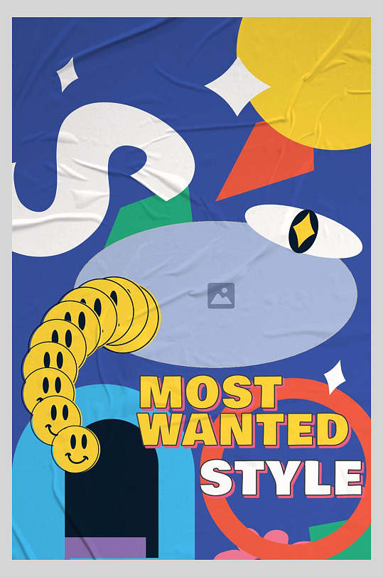 创意几何笑脸图形海报