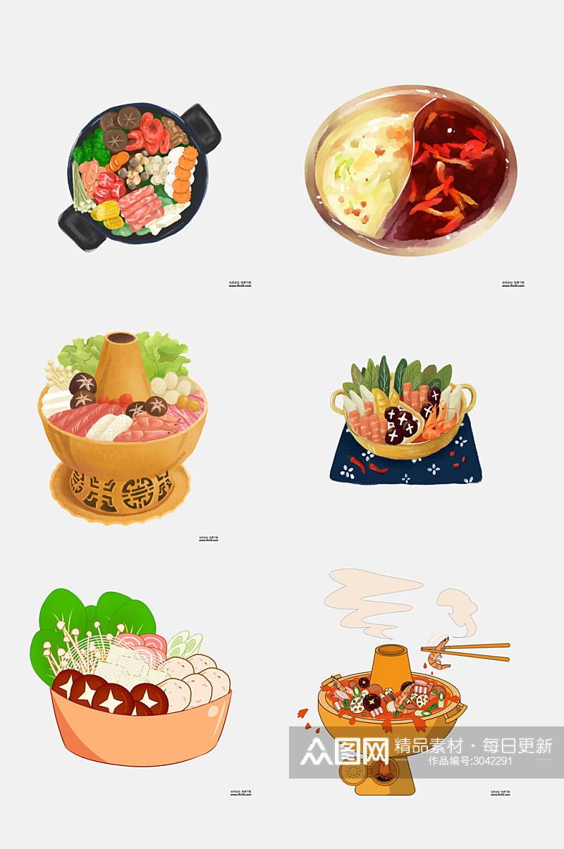 食品火锅美食插画免抠素材 元素素材