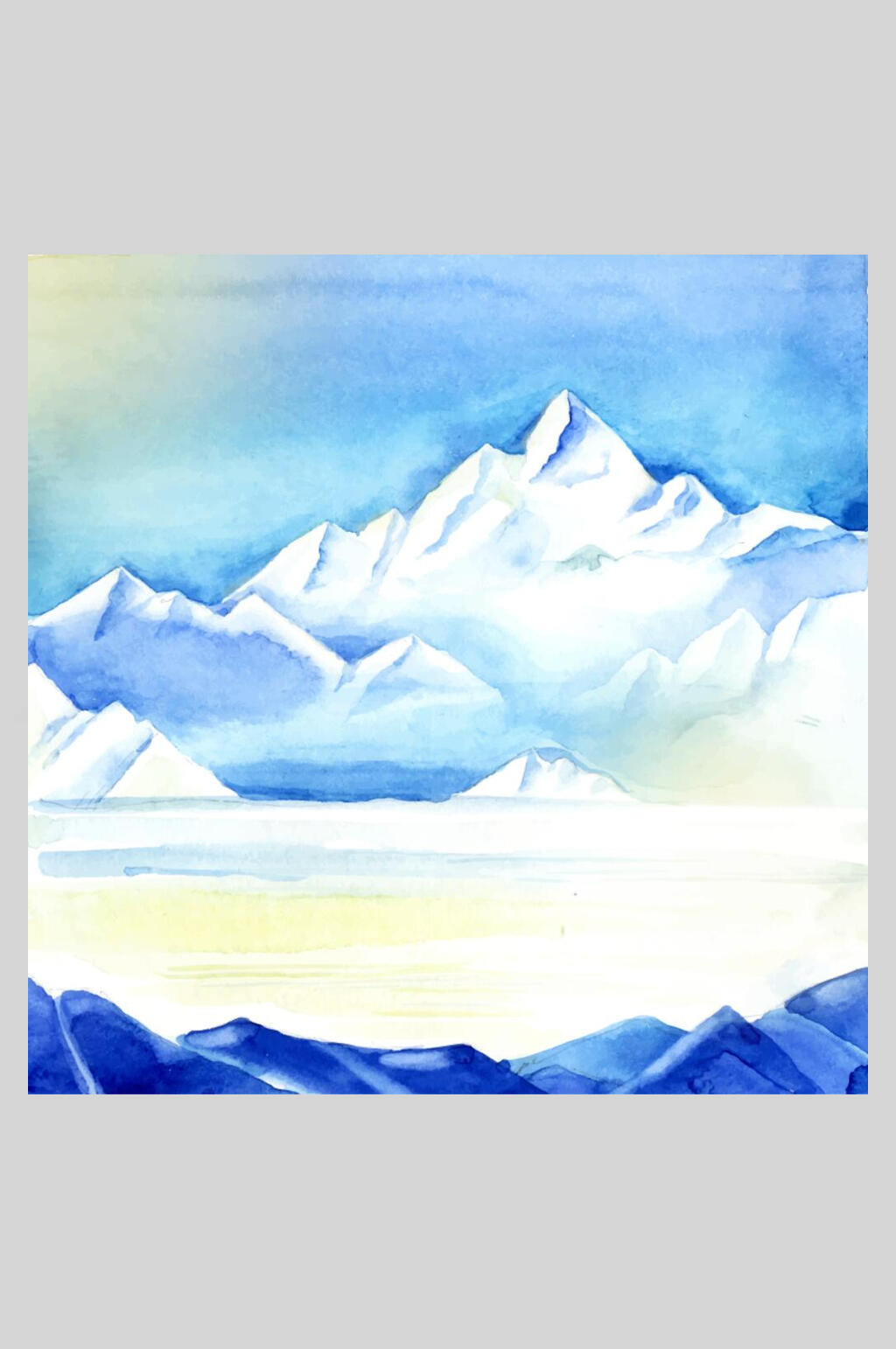 美丽雪山冬天冬季雪景插画