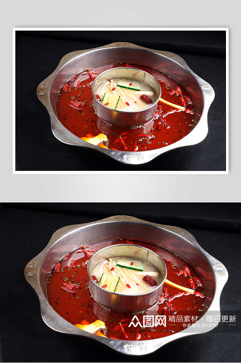 鲜香锅底珍汤子母锅图片素材