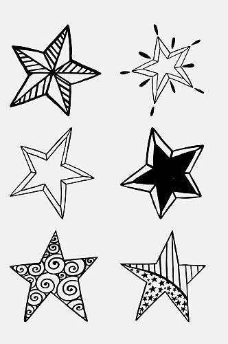 精致手绘涂鸦星星免抠设计元素