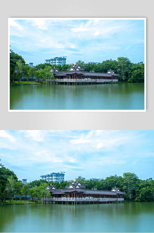 唯美时尚中国风古建筑自然风景天际线背景图片