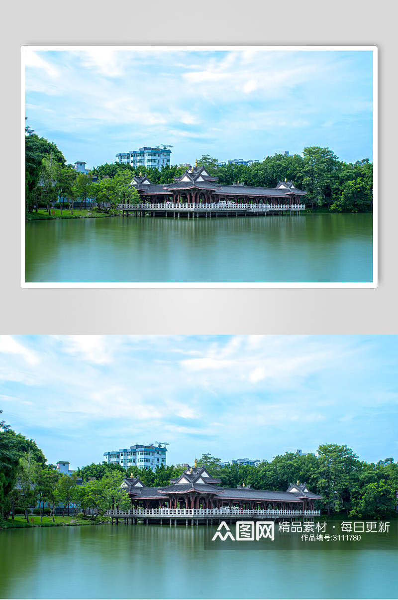 唯美时尚中国风古建筑自然风景天际线背景图片素材