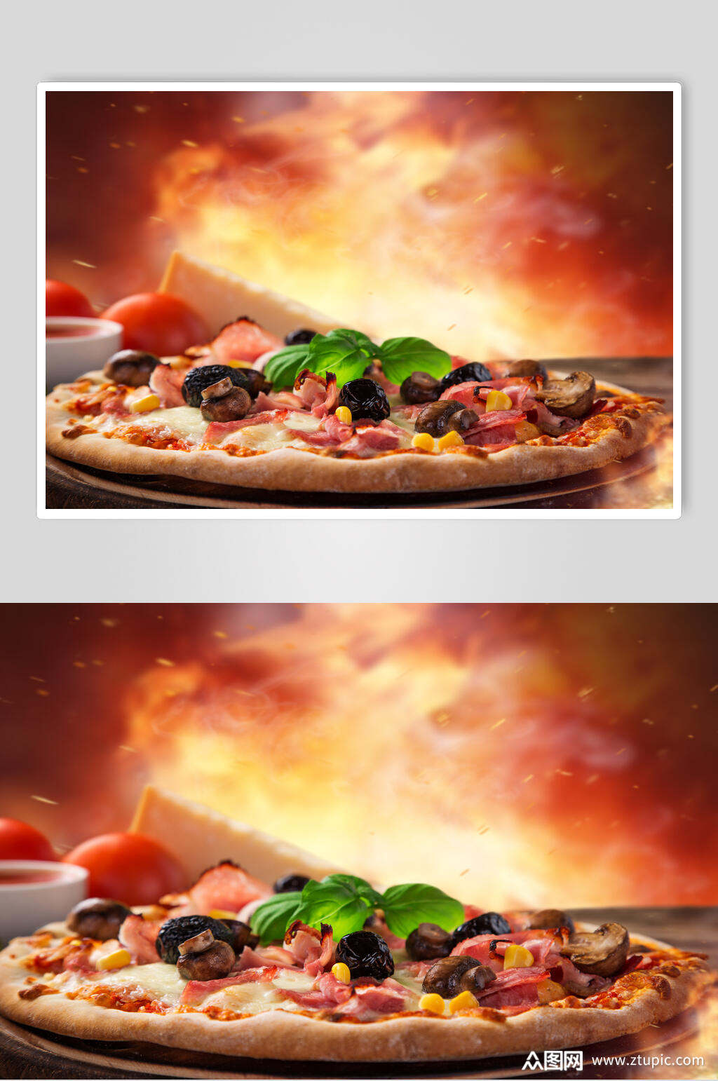 新鲜出炉食品披萨美食餐饮摄影图片素材