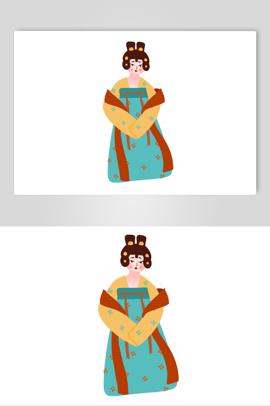 极简大气卡通唐朝女性人物素材素材