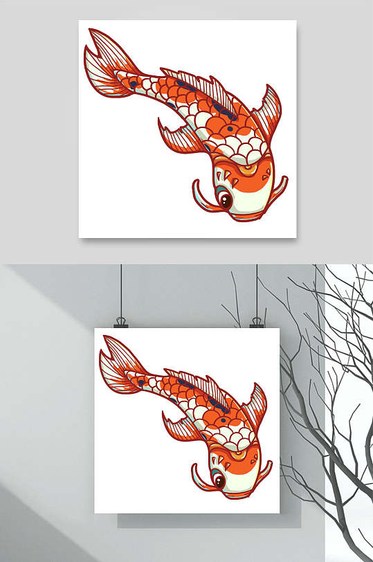 插画时尚大气高端国风锦鲤水彩素材