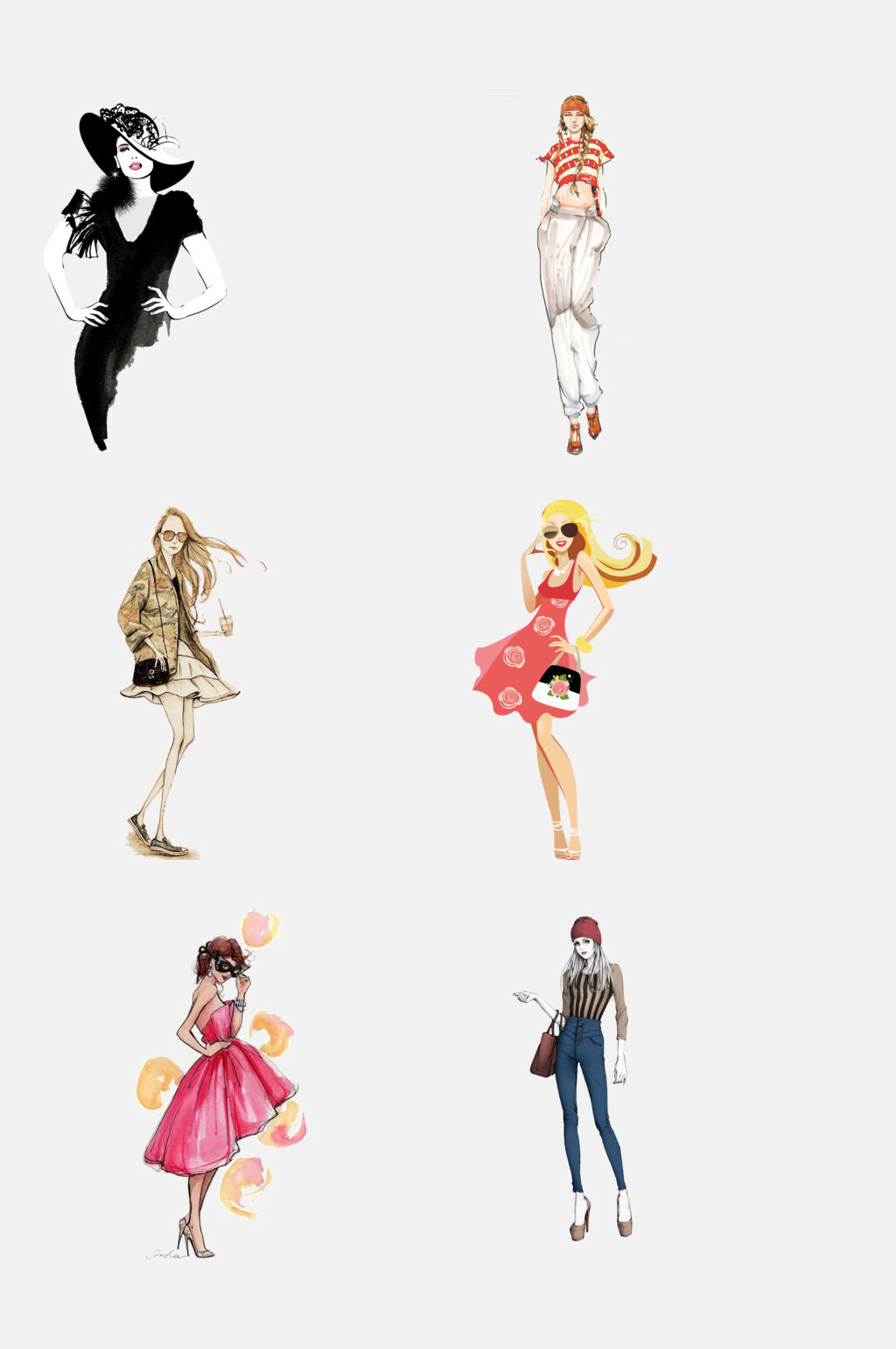 精致时尚美女人物插画免抠素材素材