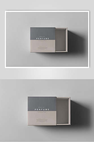 立体方形俯视图优雅灰阴影包装盒样机