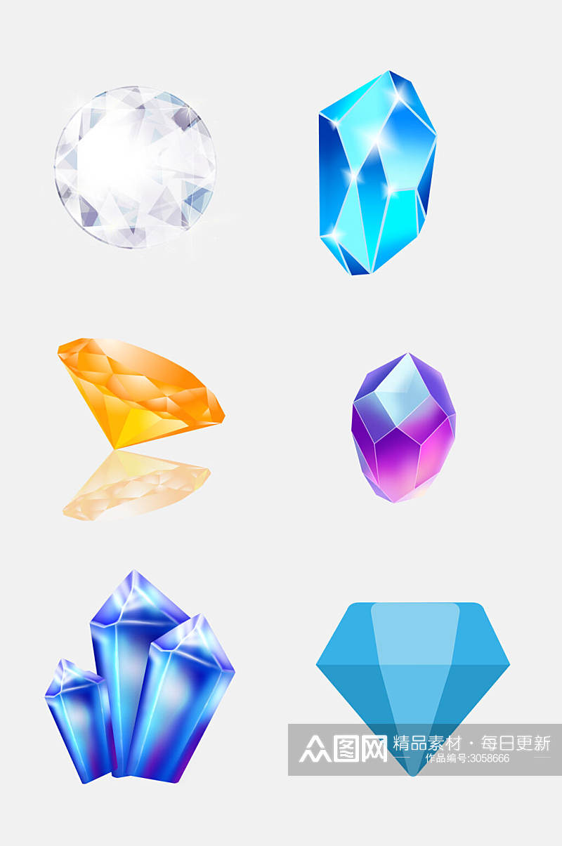 炫彩渐变钻石宝石免抠素材元素素材