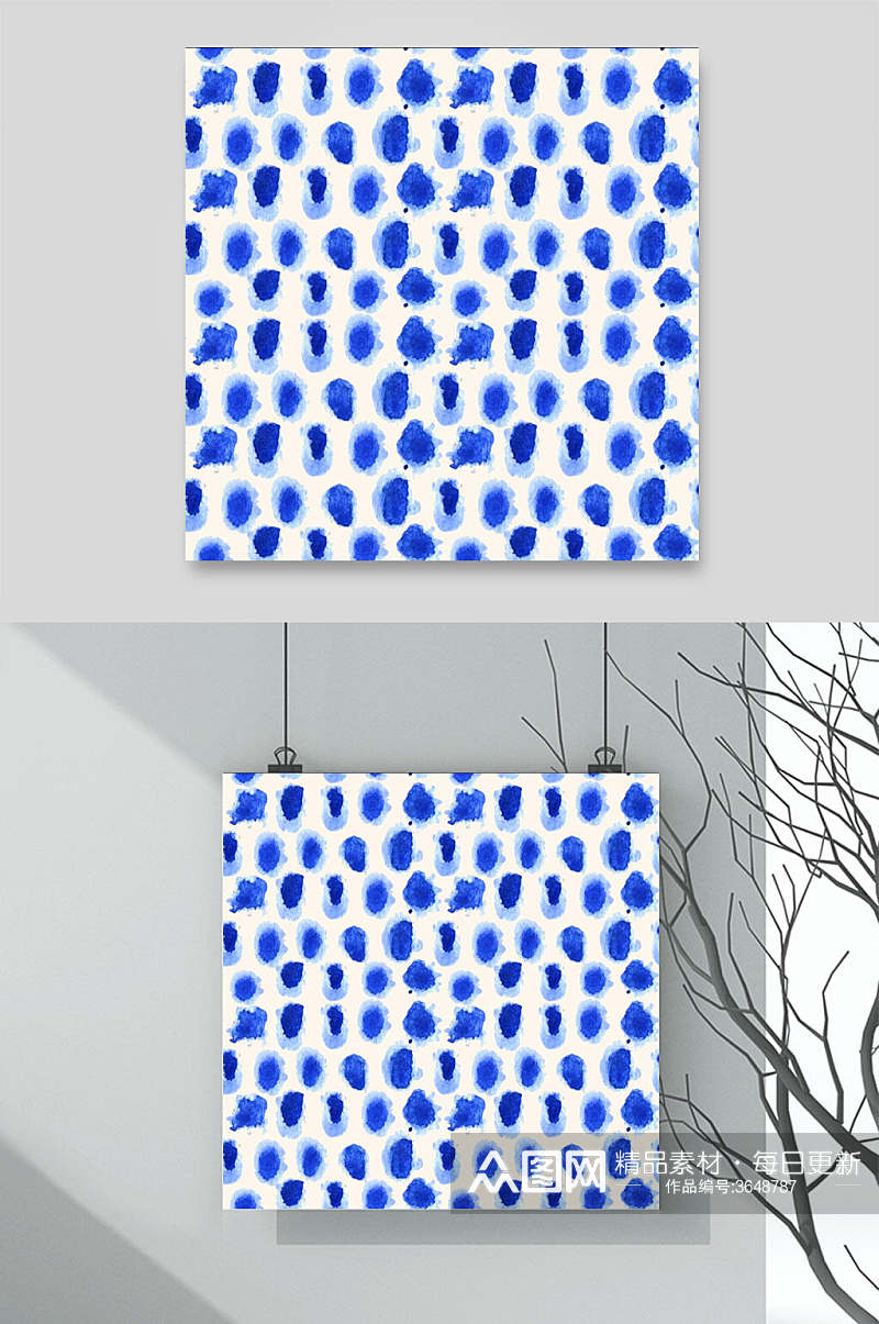 蓝白色创意新中式日式底纹矢量素材素材