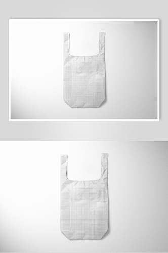 手提式灰白色背景墙褶皱塑料袋样机