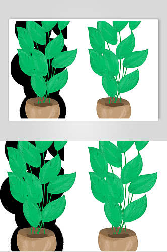 绿色植物盆栽手账设计素材