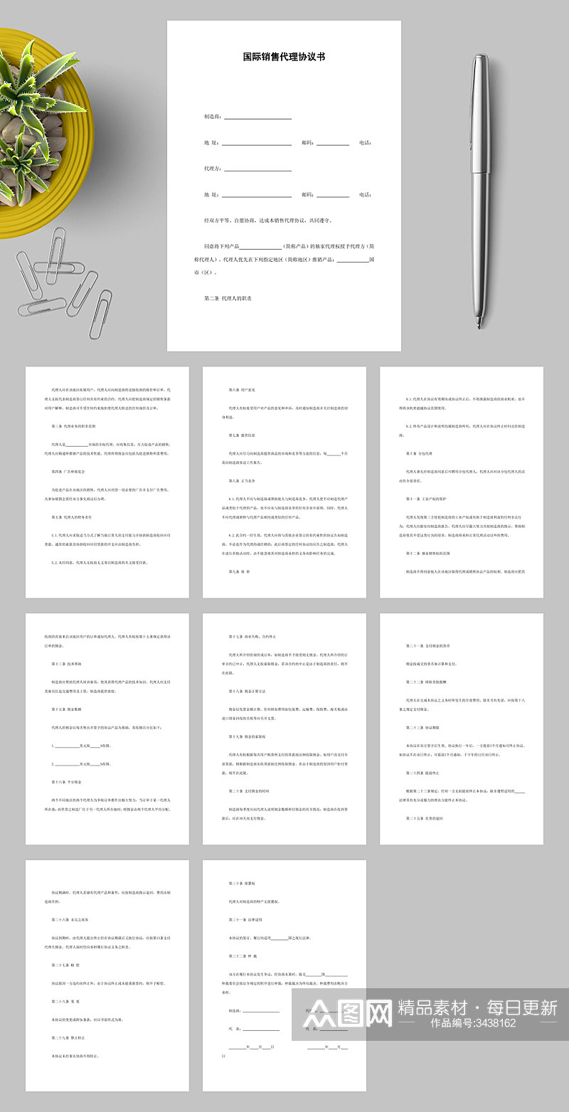 国际销售代理协议书WORD素材