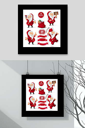 创意红色绸缎圣诞老人插画矢量素材