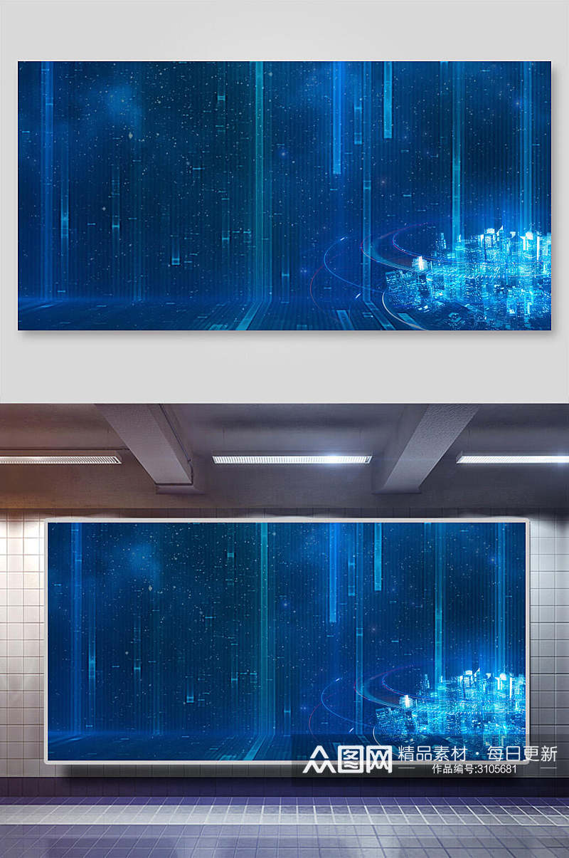 线条蓝色科技粒子背景展板素材