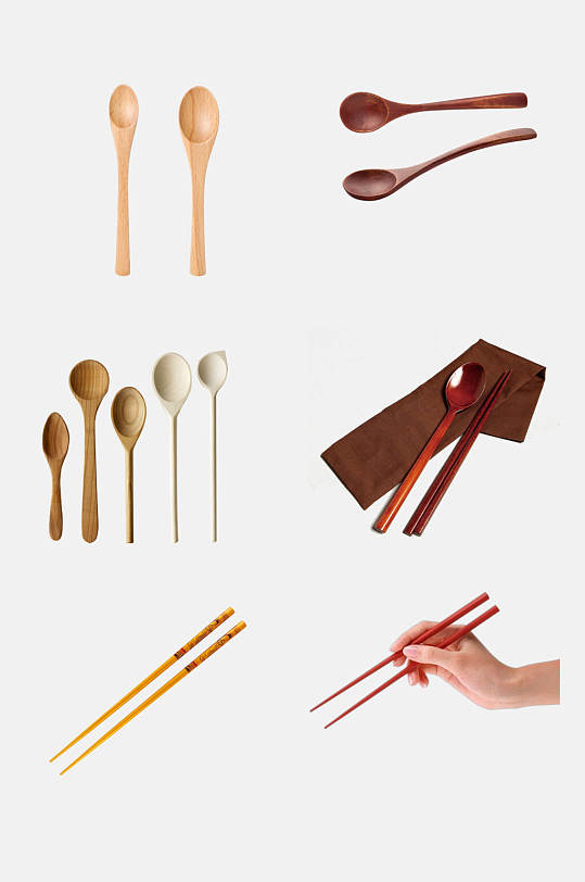 木质勺子筷子免抠元素