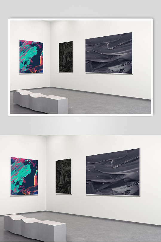 白墙展览海报样机