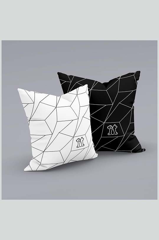 黑白线性几何图形抱枕展示样机