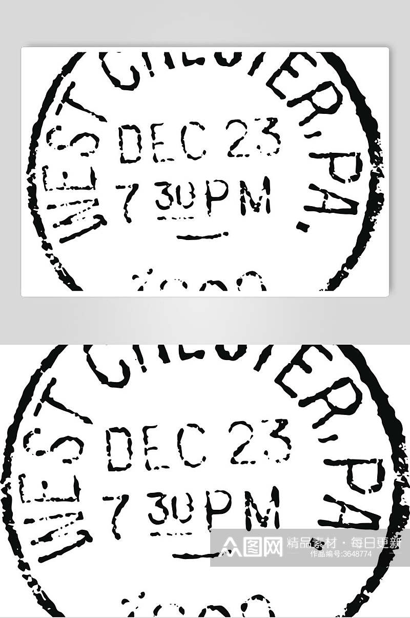 黑白极简大气英文复古邮票素材素材