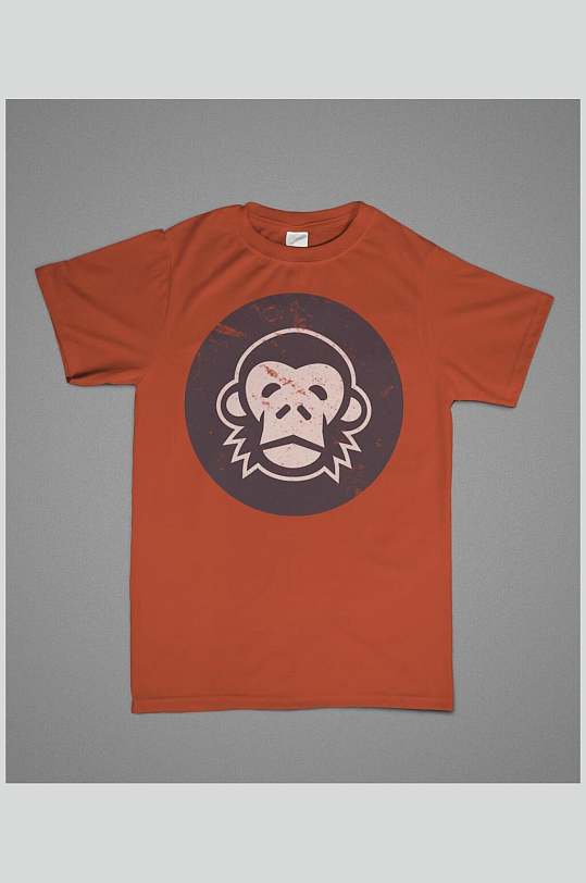 棕色猴子男T恤短袖展示样机