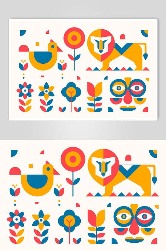 手绘扁平时尚大气高端几何形状素材