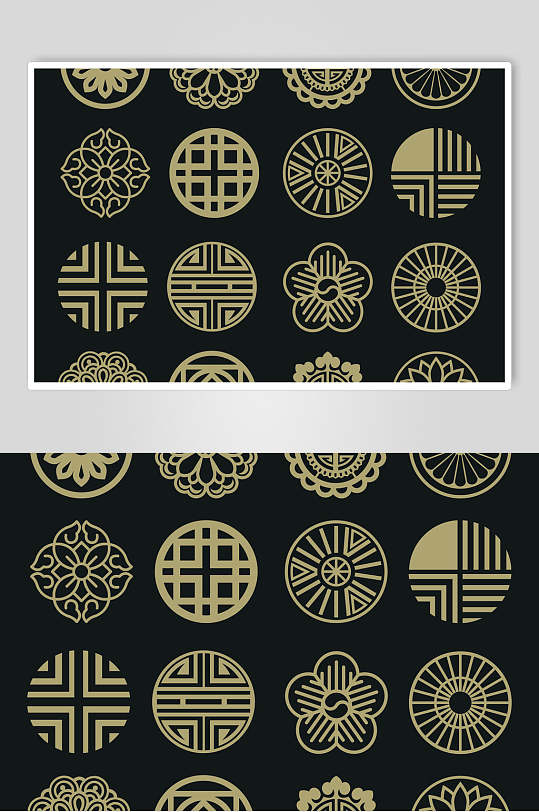 新中式月饼图案矢量设计素材