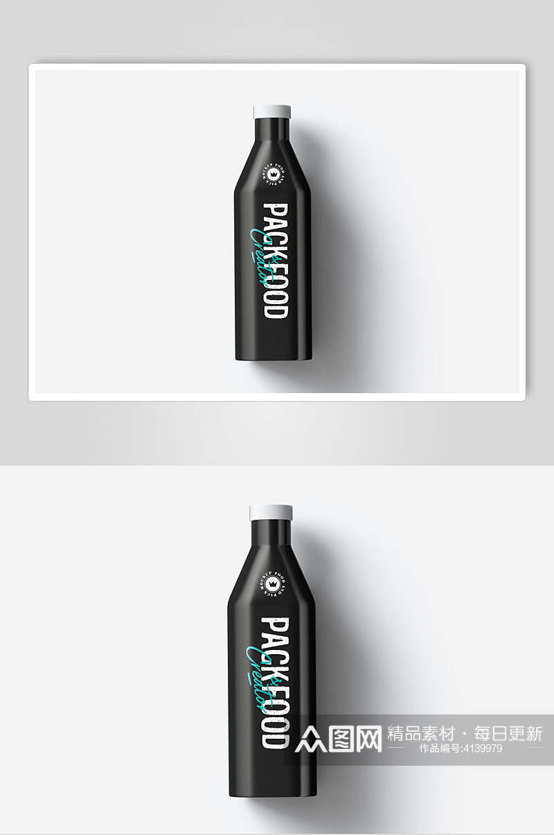 黑色高级瓶子罐子样机素材