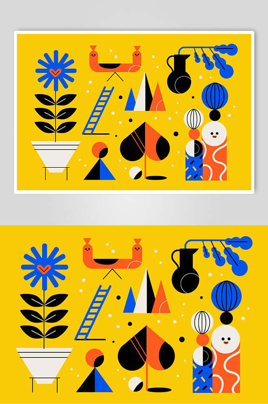 时尚扁平高端创意清新几何形状素材