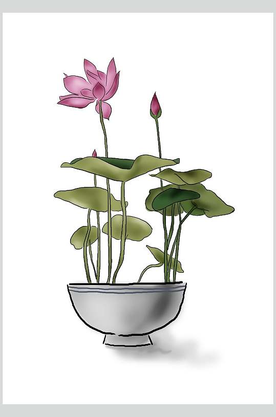 荷花盆栽手账素材