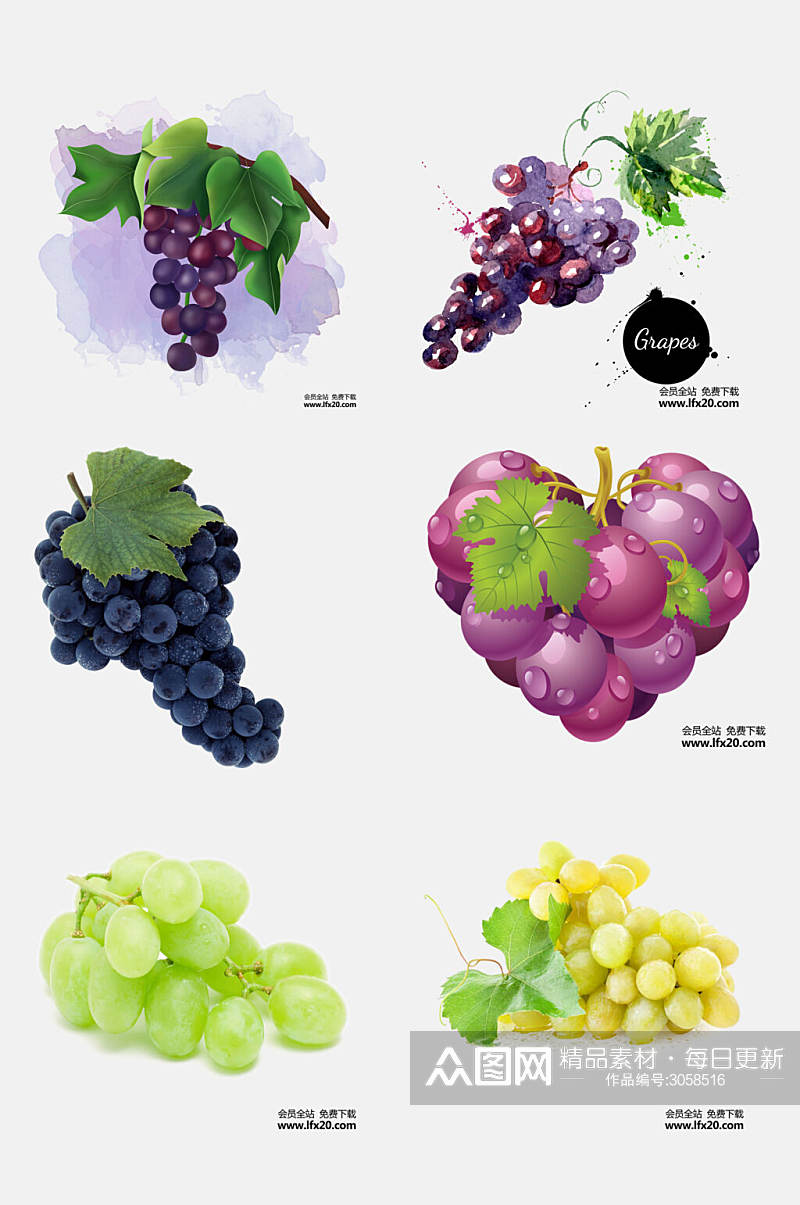 清新葡萄水果免抠素材素材
