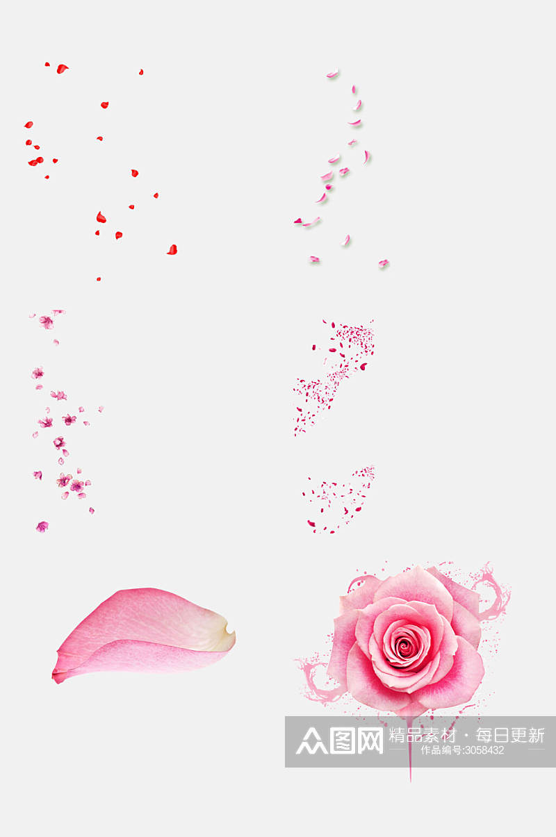 创意粉色花朵花瓣免抠设计素材素材