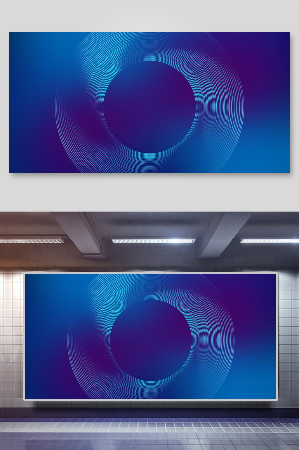 圆形蓝色科技粒子背景展板素材
