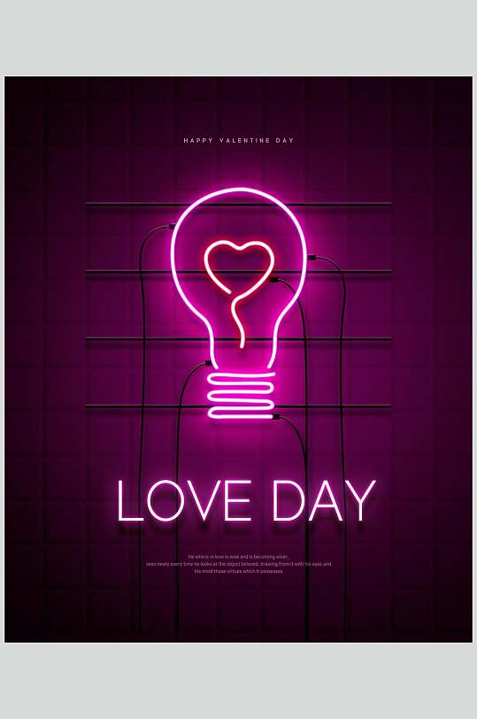 创意灯泡表达爱霓虹灯文字形状素材