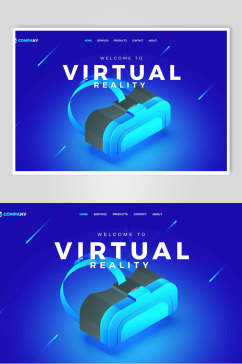 深蓝虚拟现实VR创意页面设计素材